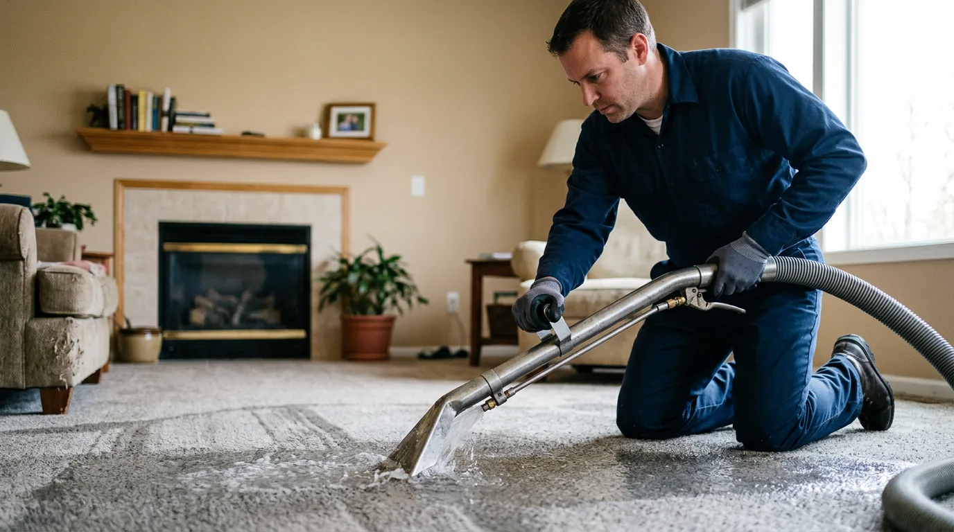 Water damage restoration technician working near Little Rock, MS